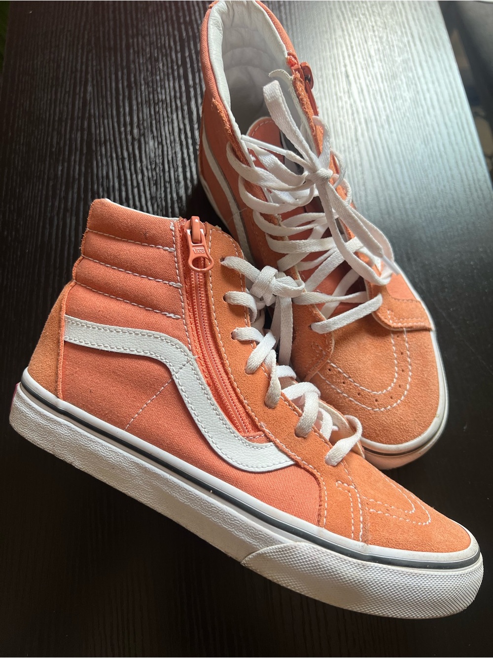 Vans Coral Pink High-Top Side-Zip Sneakers with White Stripe